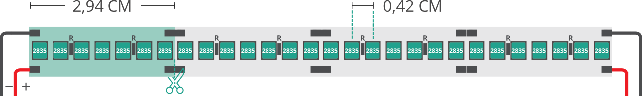 Dibujo técnico tira led 2835 24V IP20 3000K 3step 238led/m