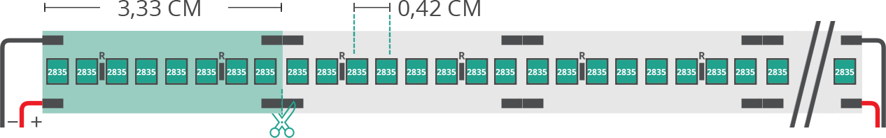 Dibujo técnico tira led 2835 24V IP20 3000K 3step 240led/m