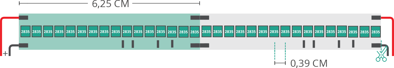 Dibujo técnico tira led 2835 48V IP20 3000K 3step 256led/m Dibujo técnico tira led 2835 48V IP20 3000K 3step 256led/m