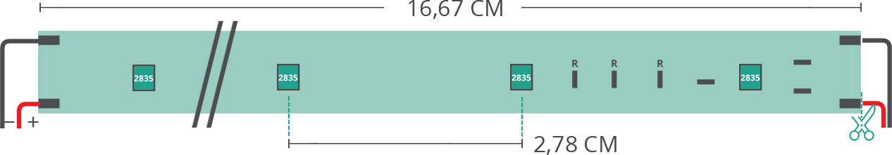 Dibujo técnico tira led 2835 24V IP20 2900-3000K 36led/m Dibujo técnico tira led 2835 24V IP20 2900-3000K 36led/m