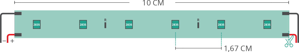 Dibujo técnico tira led 2835 24V IP20 4000K 3step 60led/m