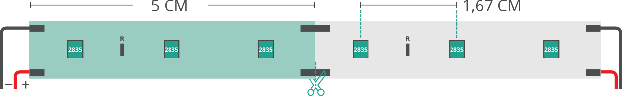 Dibujo técnico tira led 2835 12V IP20 4000K 3step 60led/m