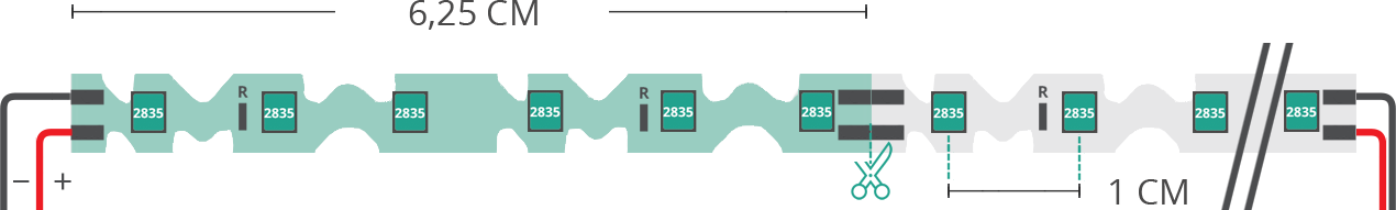 Dibujo técnico tira led 2835 24V IP20 3000K 3step 96led/m