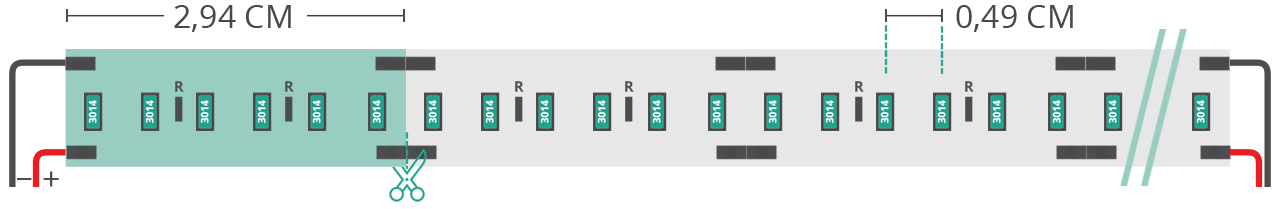 Dibujo técnico tira led 3014 24V IP20 6000-6500K 204led/m