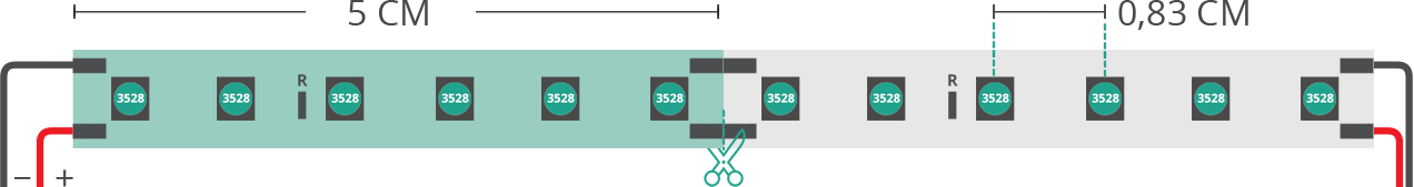 Dibujo técnico tira led 3528 24V IP20 2900-3100K 120led/m F52-300-A0322