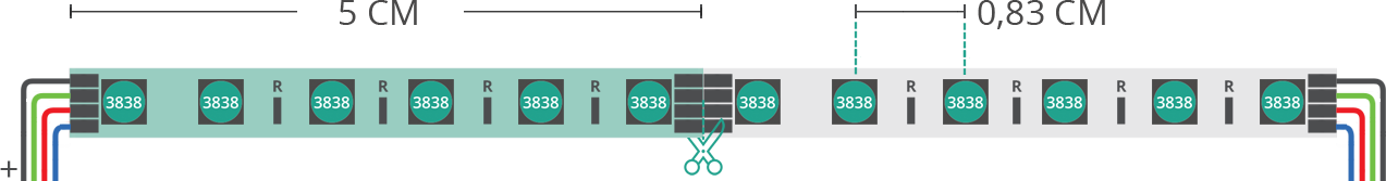 Dibujo técnico tira led 3838 24V IP20 RGB 120led/m F52-RGB-120G12-W5 Dibujo técnico tira led 3838 24V IP20 RGB 120led/m F52-RGB-120G12-W5