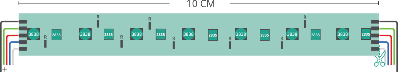 Dibujo técnico tira led 3838+2835 24V IP64 4000-4250K 140led/m K52-R400-140H12