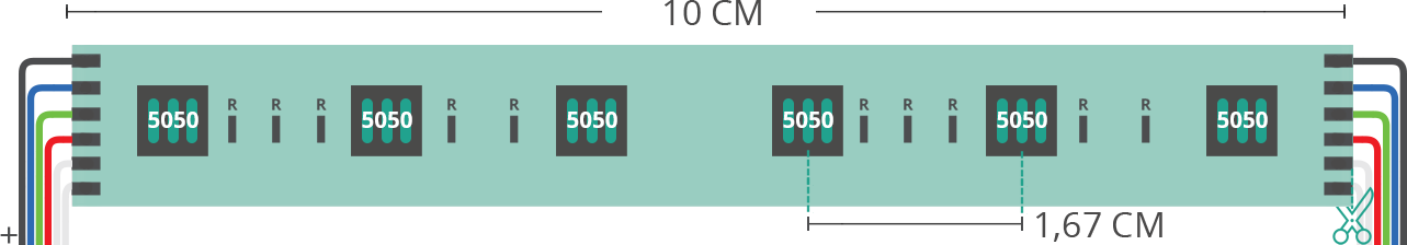 Dibujo técnico tira led 5050 24V IP20 RGBCCT 60led/m F52-RGBCCT-60512 Dibujo técnico tira led 5050 24V IP20 RGBCCT 60led/m F52-RGBCCT-60512
