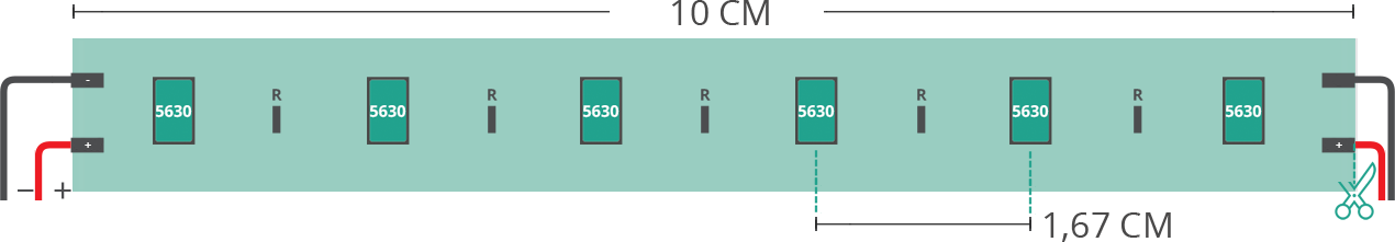 Dibujo técnico tira led 5730 24V IP20 4000-4250K 60led/m