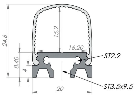 Imagen de Perfil en aluminio 180° Alu-Square con difusor opaco, 2 metros