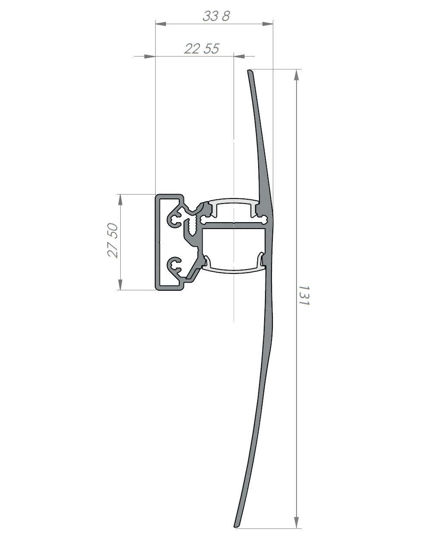 Imagen de Perfil en aluminio para lámpara led de pared, difusor transparente, 2 metros