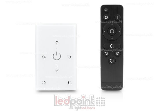 Imagen de Variador CCT (tonalidad del blanco) RF de pared, caja 503, con mando a distancia 2.4 GHz 12/24V 2ch*4A