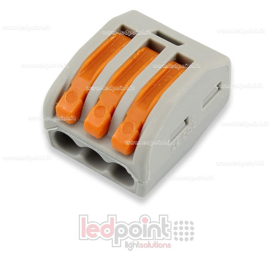 Imagen de Conector rápido 3 hilos con barra para cables 22-12 AWG (0,2-3,3 mm2)