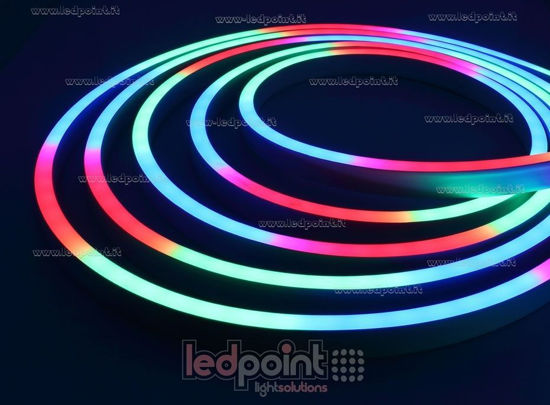 Imagen de Led Neon Flex 11mm RGB DMX 5050 24V 12W 56led/m IP67 10m, cables de alimentación laterales