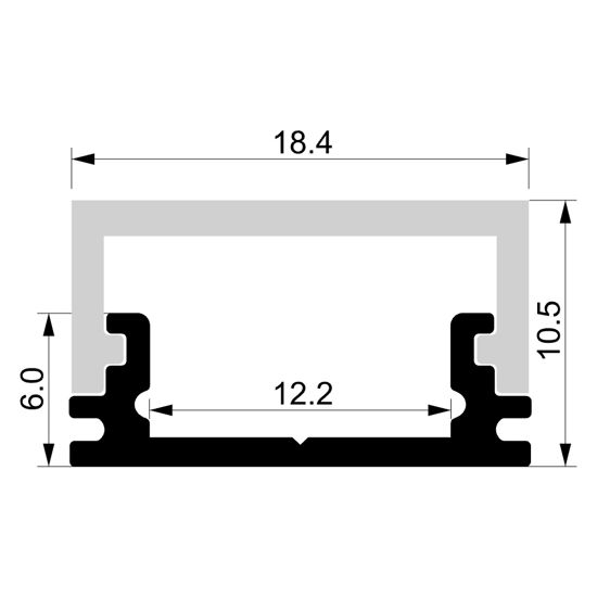 Imagen de Perfil en aluminio 19x11mm, 2 metros
