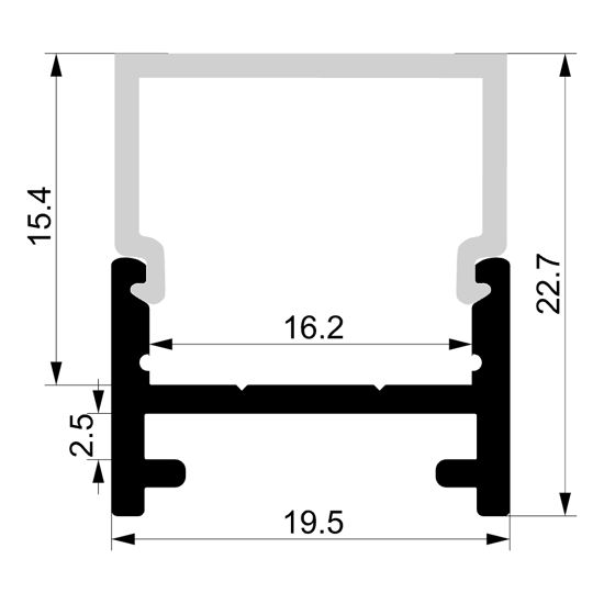Imagen de Perfil en aluminio 20x23mm, 2 metros