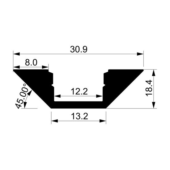 Imagen de Perfil en aluminio angular con difusor, 2 metros