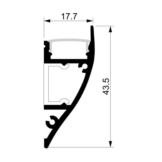 Imagen de Perfil blanco en aluminio para pared 44x18mm con difusor opaco.