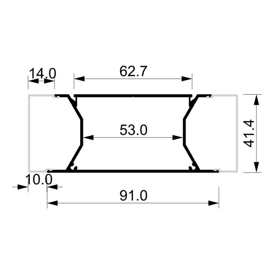 Imagen de Perfil en aluminio pintado de blanco para pared  92x42mm, 2 metros
