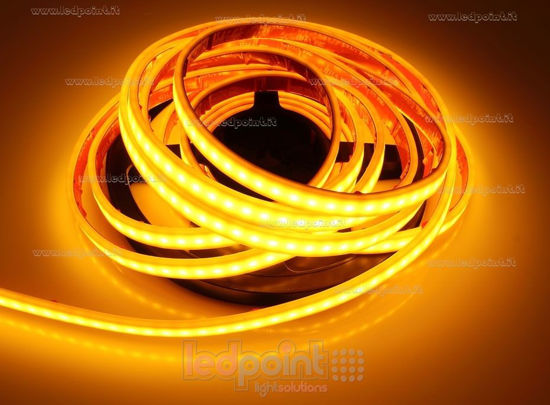 Imagen de Tira de led 5m amarilla led blanco cálido 2700K 3step 2835 120led/m 24V 12W/m, IP67 silicona sólida amarilla