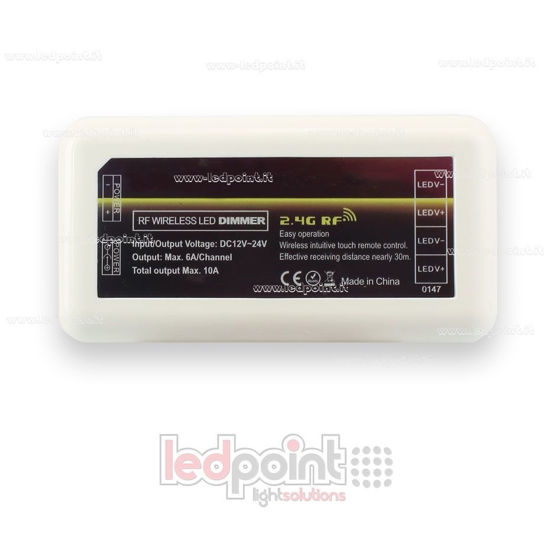 Imagen de Controlador dimmer  con RF táctil 4 zonas 2.4GHz 12/24V max. 10A