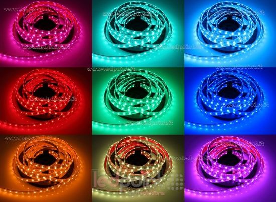 Imagen de Tira de led 5m RGB 5050 60led/m Honglitronic 24V 14,4W/m, IP65 tubo de silicona extruído bordes llenos interior vacío