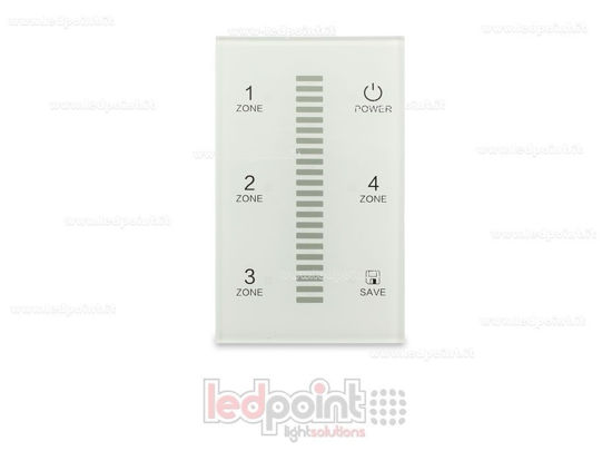 Imagen de Mando táctil monocromático de pared 4 zonas 1 escena RF 2,4 GHZ (100-277V AC) para tecnología ZigBee