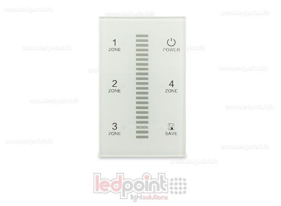 Imagen de Mando táctil monocromático de pared 4 zonas 1 escena RF 2,4 GHZ (100-277V AC) para tecnología ZigBee