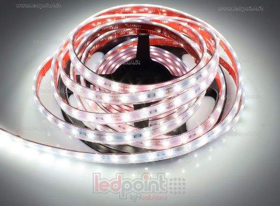 Imagen de Tira de led 5m blanco 4000K 3step 2835 60led/m Honglitronic 12V 14,4W/m, IP65 tubo de silicona extruído bordes llenos interior vacío