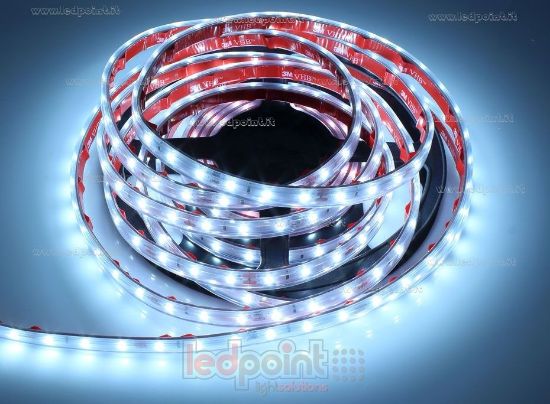 Imagen de Tira de led 5m blanco frío 6500K 3step 2835 60led/m 12V 4,8W/m, IP65 tubo de silicona extruído bordes llenos interior vacío