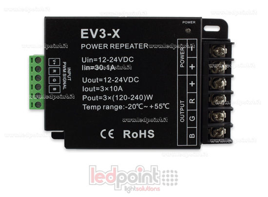 Imagen de Amplificador RGB 12-24V 30A (3 canales de 12A)