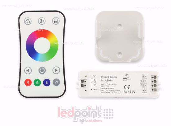 Imagen de Kit mando + controlador RGB 12/24V, 3ch*4A, RF 2.4G