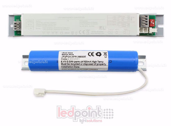 Imagen de Kit de emergencia autonomía 3h batería 3A LiFePO4, 5W 300mA 10-60V 230V