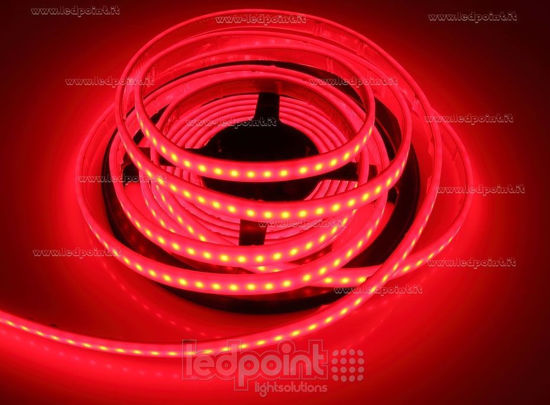 Imagen de Tira de led 5m roja 2835 120led/m 24V 24W/m, IP67 silicona sólida roja