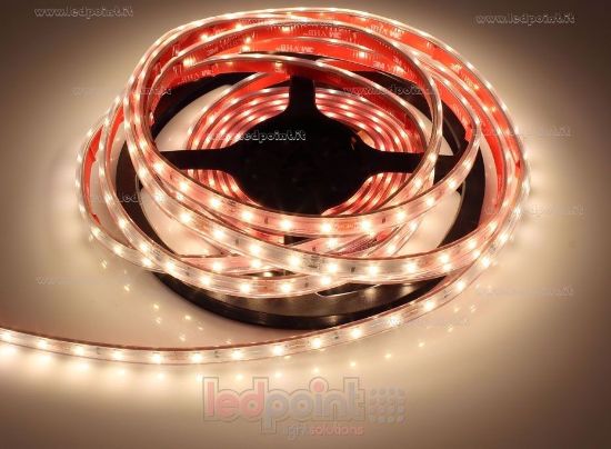 Imagen de Tira de led 5m blanco cálido 3000K 3step 2835 60led/m 12V 4,8W/m, IP65 tubo de silicona extruído bordes llenos interior vacío