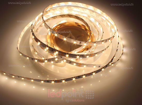 Imagen de Tira de led 5m blanco cálido 2900-3100K 3528 60led/m 12V 4,8W/m cinta de doble cara blanca