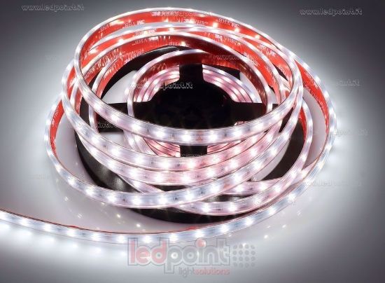 Imagen de Tira de led 5m blanco 4000K 3step 2835 60led/m Honglitronic 24V 14,4W/m, IP65 tubo de silicona extruído bordes llenos interior vacío
