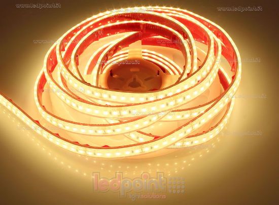 Imagen de Tira de led 5m led blanco cálido 3000K 2835 Honglitronic 120led/m 24V 14,4W/m, IP67 silicona sólida trasparente