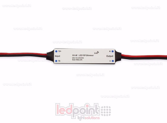 Imagen de Mini dimmer receptor para instalación en perfiles de aluminio, monocromático, 12/24V, 1ch 3A/CH, RF 2.4G