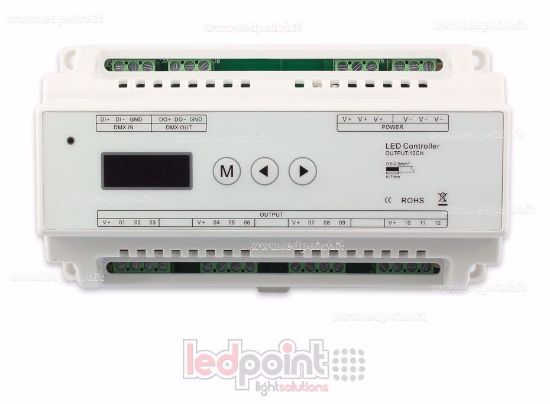 Imagen de DMX 512 descodificador carril DIN, 12 canales de 5A cada uno, tensión 12-36V DC