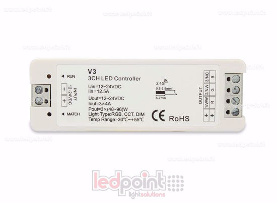 Imagen de Controlador RGB 12/24V, 3ch*4A, RF 2.4G