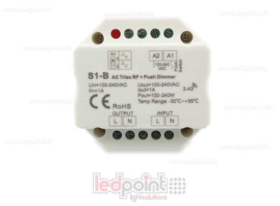 Imagen de Controlador monocromático triac 100/230V, push dim AC, RF 2.4G para caja de conexiones de pared