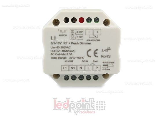Imagen de Receptor dimmer monocromático 1 canal 0/1-10V, interruptor AC, RF 2,4G para caja de conexiones de pared