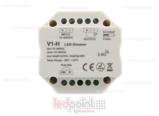 Imagen de Controlador monocromático con interruptor para caja de conexiones de pared 1CH*4A/8A 12-48VDC, RF 2.4G