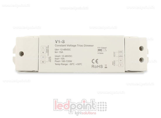 Imagen de Dimmer monocromático con interruptor y triac 12/48V, 1ch*15A