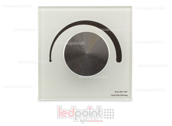 Imagen de Mando a distancia blanco para pared Triac dimmer 86x86 mm con rueda, 1 canal*1,2 A