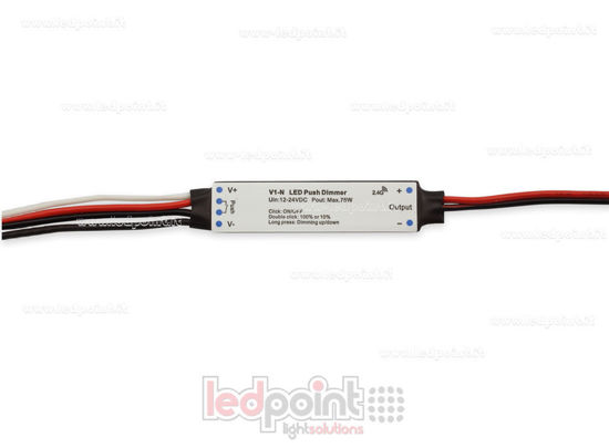 Imagen de Mini dimmer monocromático con interruptor 12/24V, 1ch 3A/CH, RF 2.4G para instalación en perfiles de aluminio