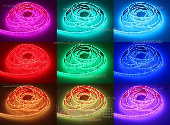 Imagen de Tira de led 5m RGB 3838 70led/m 24V 13,3W/m PCB 8mm, IP67 silicona sólida transparente