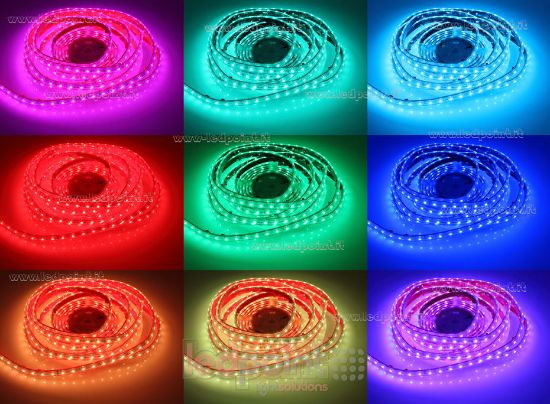 Imagen de Tira de led 5m RGB 3838 70led/m 24V 13,3W/m PCB 8mm, IP65 tubo de silicona extruído bordes llenos interior vacío