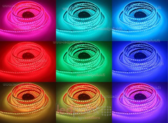Imagen de Tira de led 5m RGB 3838 112led/m 24V 16W/m PCB 8mm, IP65 tubo de silicona extruído bordes llenos interior vacío